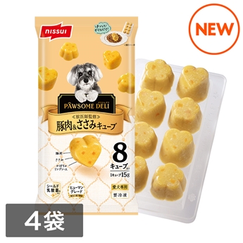 PAWSOME DELI　豚肉＆ささみキューブ （8個入り120g×4袋）