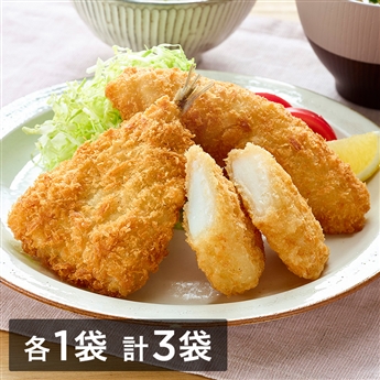 夕食用にうれしい！まんぷく海鮮フライ　3袋セット（いか・開きあじ・白身魚フライ　各1袋 計3袋）