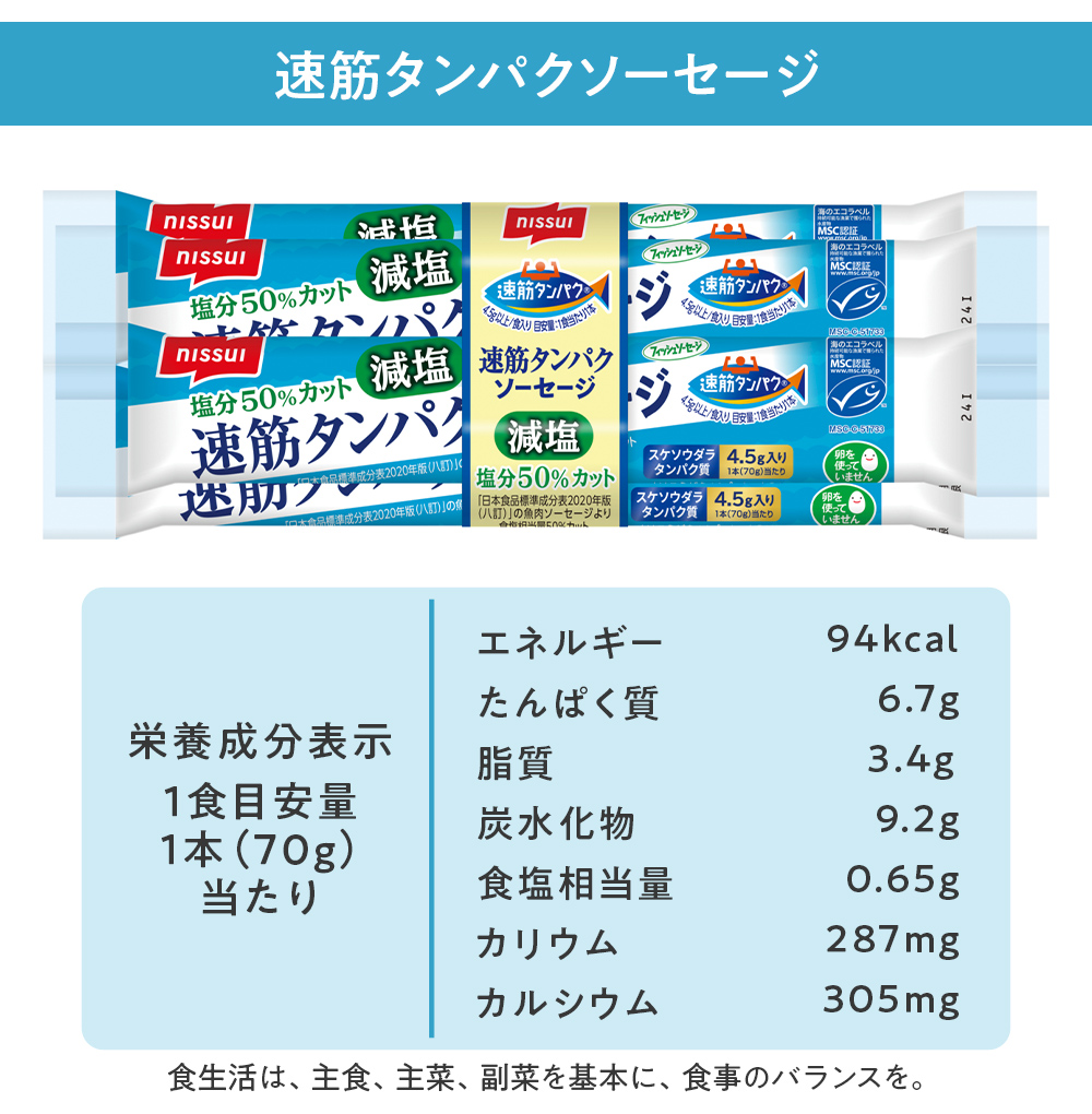 速筋タンパクソーセージ減塩MSC